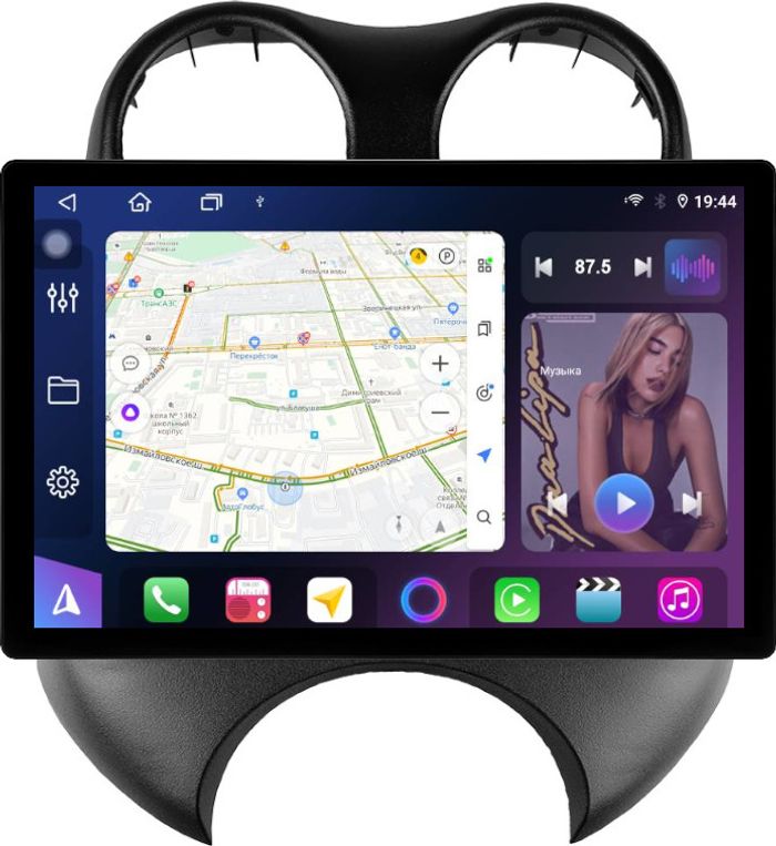 Магнитола для Nissan March K13 2010-2013 - FarCar BX877 монитор 13" 2K QLED на Android 13, Быстрая, CarPlay, 4G SIM-слот