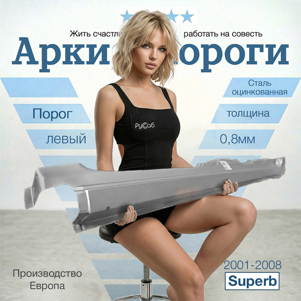 Порог левый Skoda Superb 2001-2008 (Polcar)