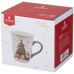 КРУЖКА AGNESS "С НОВЫМ ГОДОМ!" 12,2*8,8*10 СМ 320 МЛ (КОР=24ШТ.)