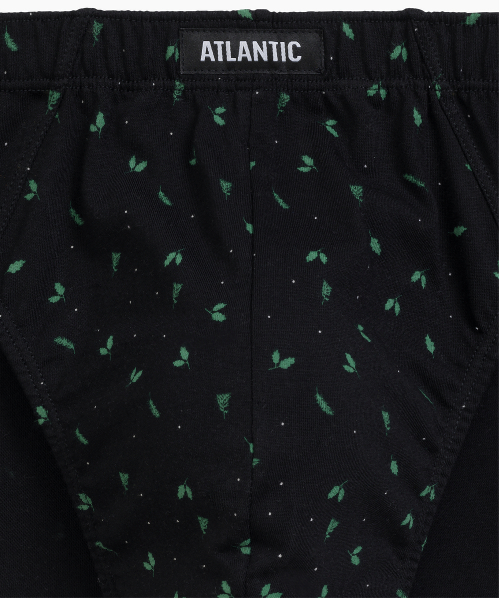 Мужские трусы слипы спорт Atlantic, набор 3 шт., хлопок, черные + изумрудные, 3MP-178
