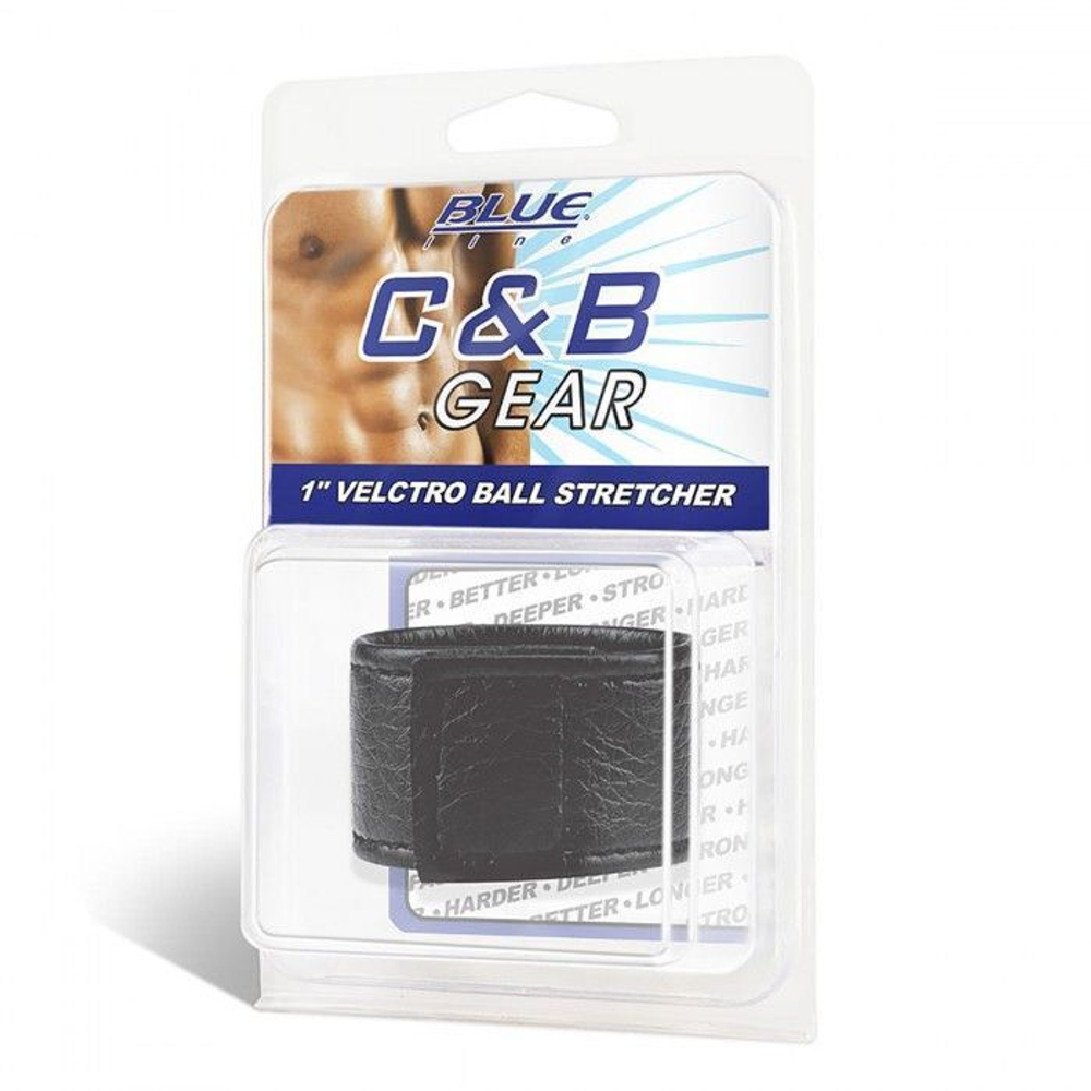 Чёрная утяжка на мошонку 1 Velcro Ball Stretcher (Цвет: черный)