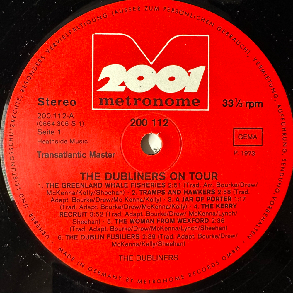 The Dubliners ‎– On Tour (Германия 1973г.)