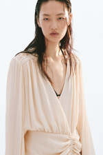 Платье с рукавами-баллонами и стяжкой - H&M