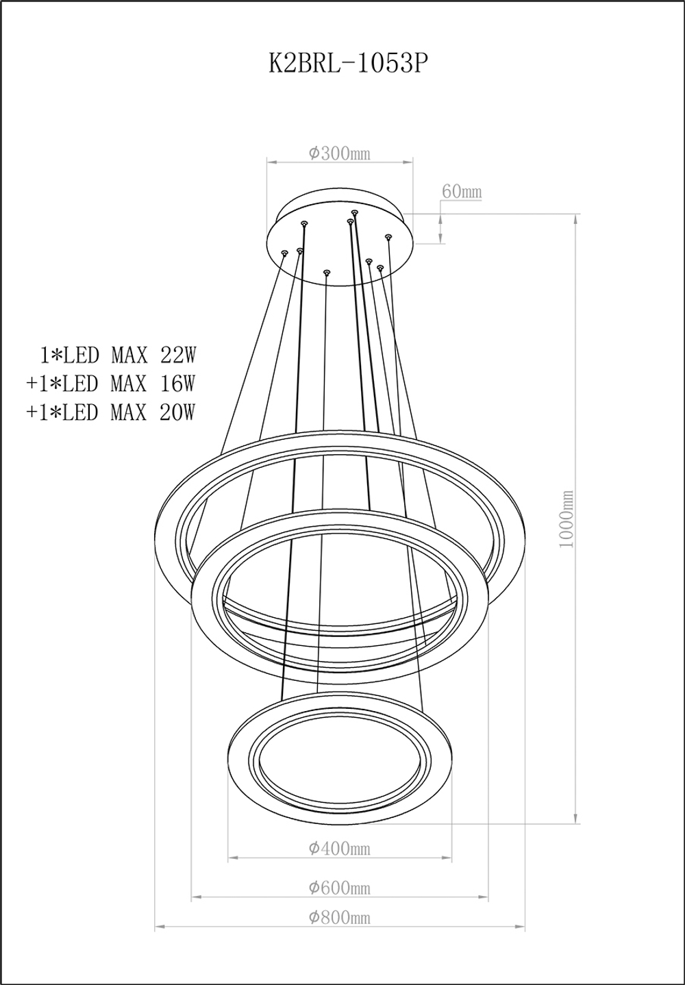 K2BRL-1053P Светильник потолочный 80*100см