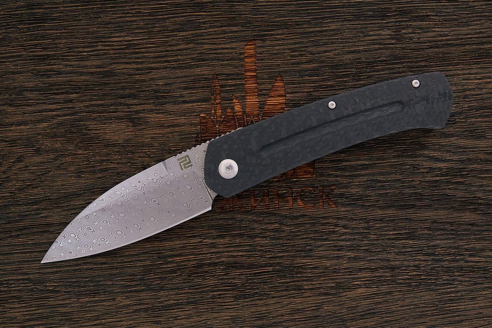 Нож складной Artisan 1839G-DCF Centauri, клинок 88мм, дамаск нержавеющий, рукоять карбон/титан