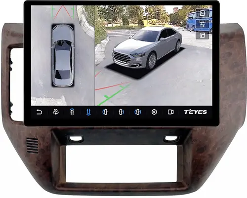 Магнитола для Nissan Patrol Y61 2004-2010 (рамка дерево) - Teyes CC3-2K-360 монитор 13" 2K QLED на Android 10, Быстрая, CarPlay, 4G SIM-слот, 4 камеры в комплекте