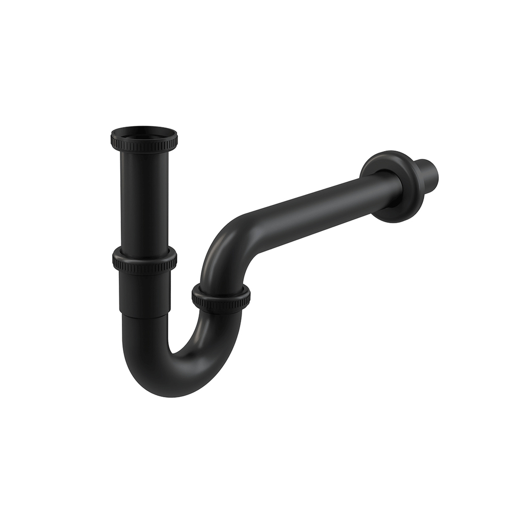 Сифон Alca Plast A4320BLACK для умывальника DN32, U-форма с накидной гайкой 5/4", черный-мат
