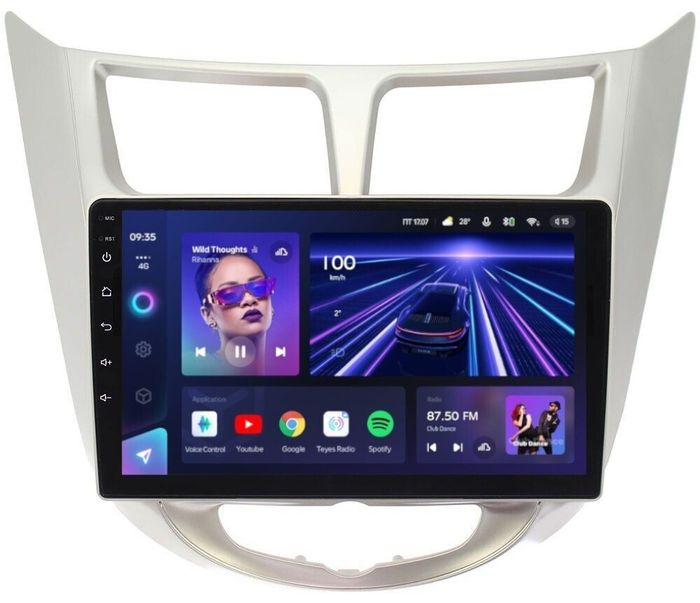 Магнитола для Hyundai Solaris 1 2010-2016 (рамка серебро) - Teyes CC3L на Android 10, CarPlay, 4G SIM-слот