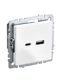 Розетка BRITE USB A+C 18Вт РЮ11-1-БрБ механизм бел. IEK BR-U22-018-K01