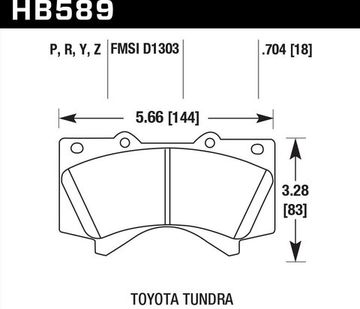 Колодки тормозные HB589Z.704 HAWK PC передние LEXUS LX570, LX450D, TOYOTA LC200 Tundra, SEQUOIA