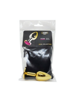 Анальная пробка металлическая золотая с зеленым кристаллом Onjoy Metal Plug Gold Small (Цвет: золотой с зеленым)