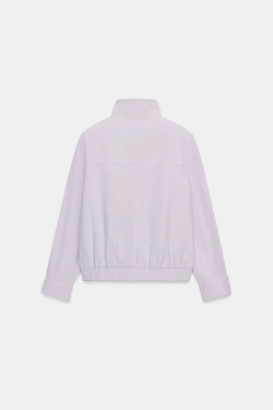 ZARA БОМБЕР ИЗ СМЕСОВОГО ЛЬНА — ZW COLLECTION, ЦВЕТ МАЛЬВЫ