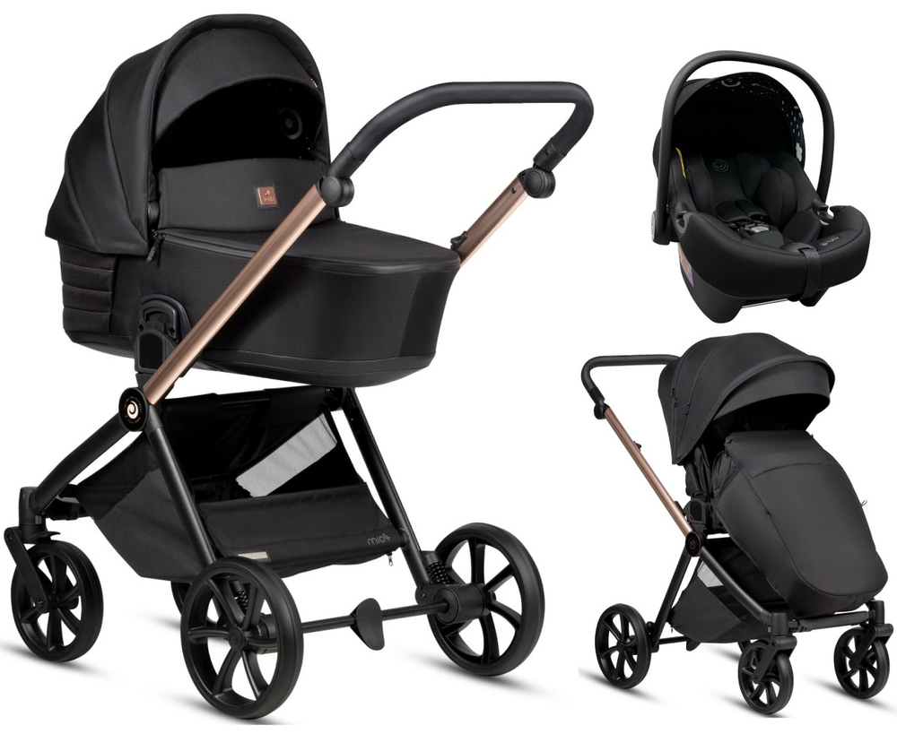 Детская коляска Tutis Mio 3 Plus Black Edition New 3 в 1 с автокреслом Elo Lux EduSky Black 1622292 Rose Gold