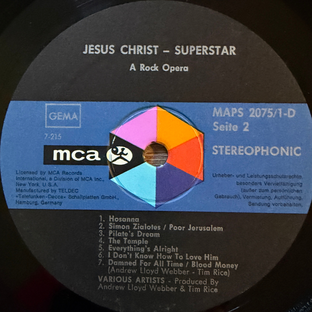Jesus Christ Superstar 2LP (Германия 1970г.)