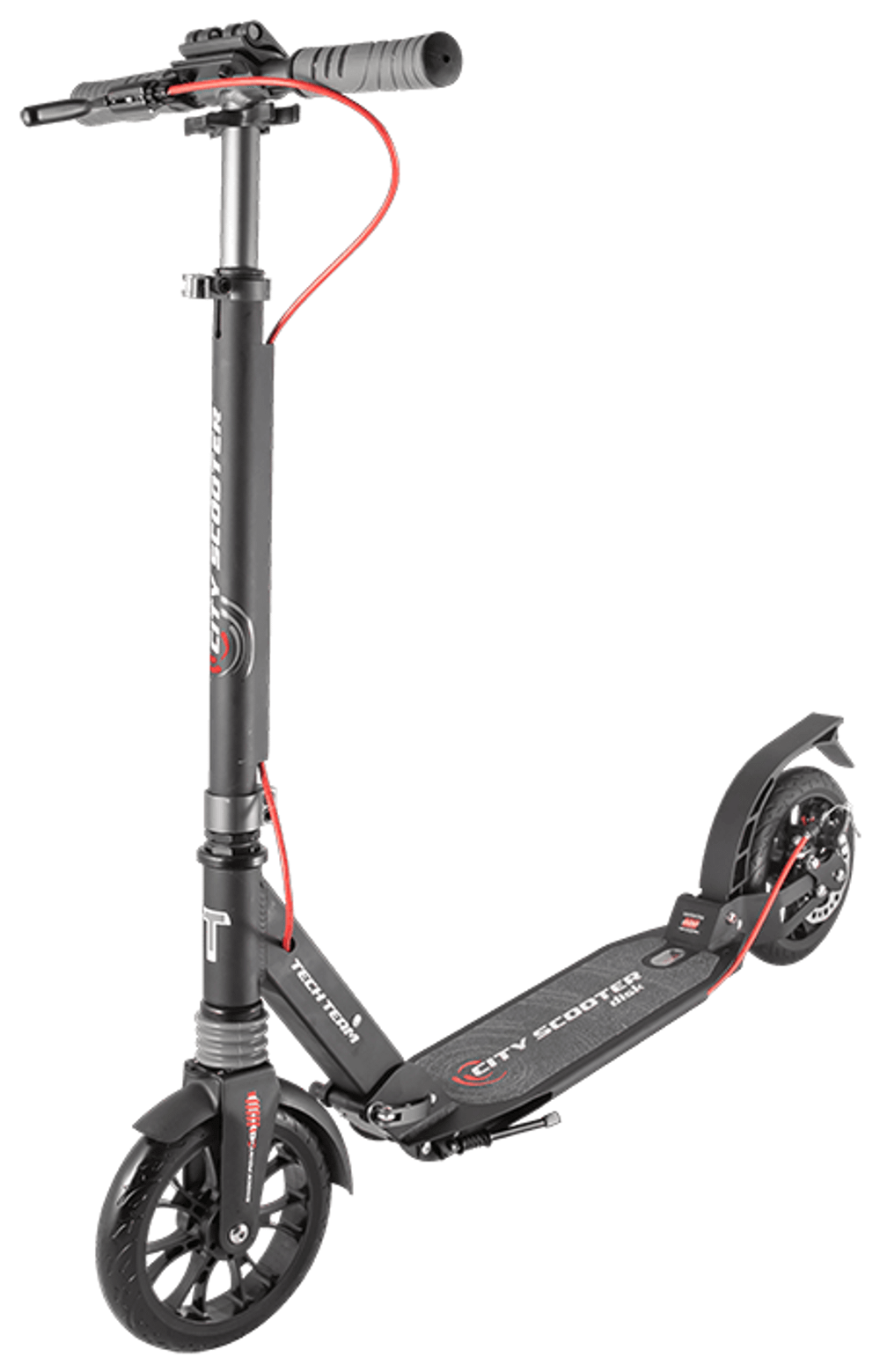 Детский 2-колесный городской самокат TechTeam City Scooter Disk Brake 2020, черно-серый