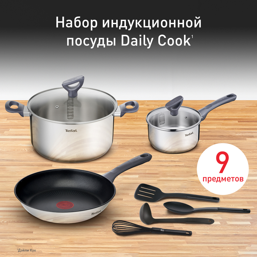 Набор посуды Tefal Daily Cook 9 предметов G713S974