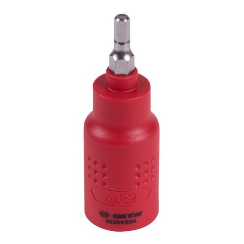 KING TONY (3025VE04) Насадка (бита) торцевая диэлектрическая 3/8", HEX, 4 мм, L = 65 мм