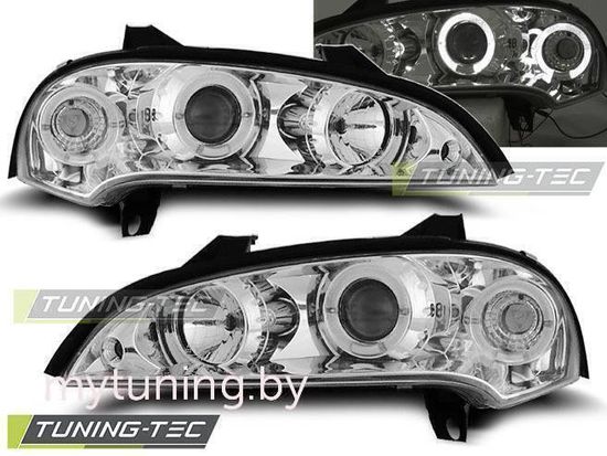 Передние фары Opel Tigra angel eyes chrome