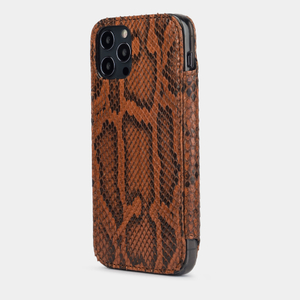 Чехол Benoit для iPhone 12 Pro Max из натуральной кожи питона коричневого цвета