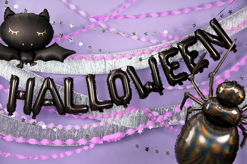 Надпись-шарики чёрная "Хеллоуин" [Halloween] 2,8 м
