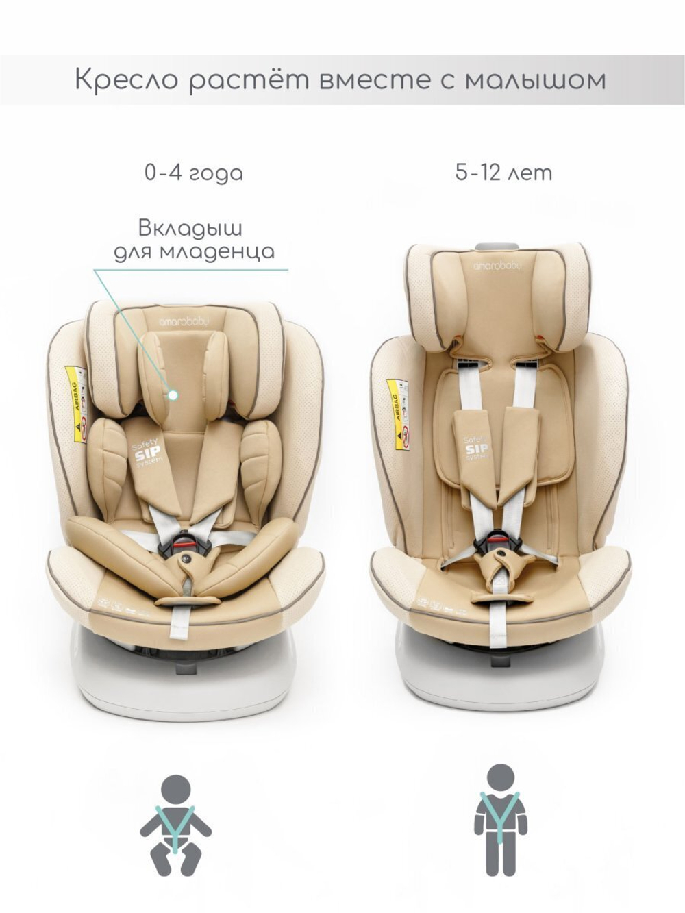 Автокресло детское AMAROBABY CHAMPION, Isofix класс D, группа 0+/1/2/3