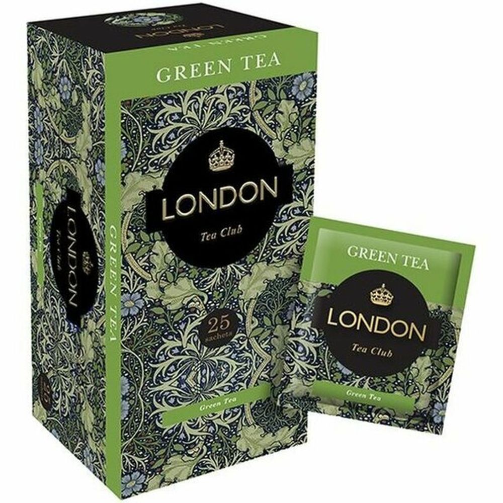 Чай зеленый Байховый Green Tea London Tea Club в фольг конвертах 25 кон по 2г*