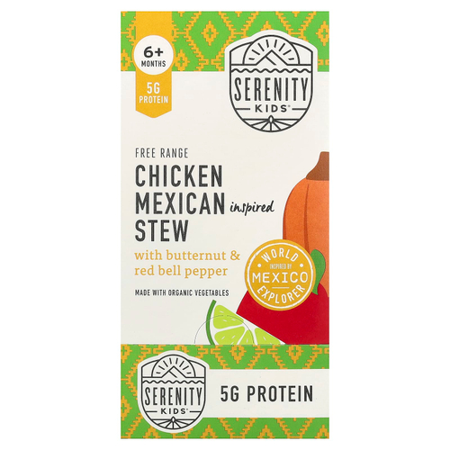 Serenity Kids, рагу из курицы по-мексикански с мускатным орехом и красным сладким перцем, для детей от 6 месяцев, 6 паучей по 99 г (3,5 унции)