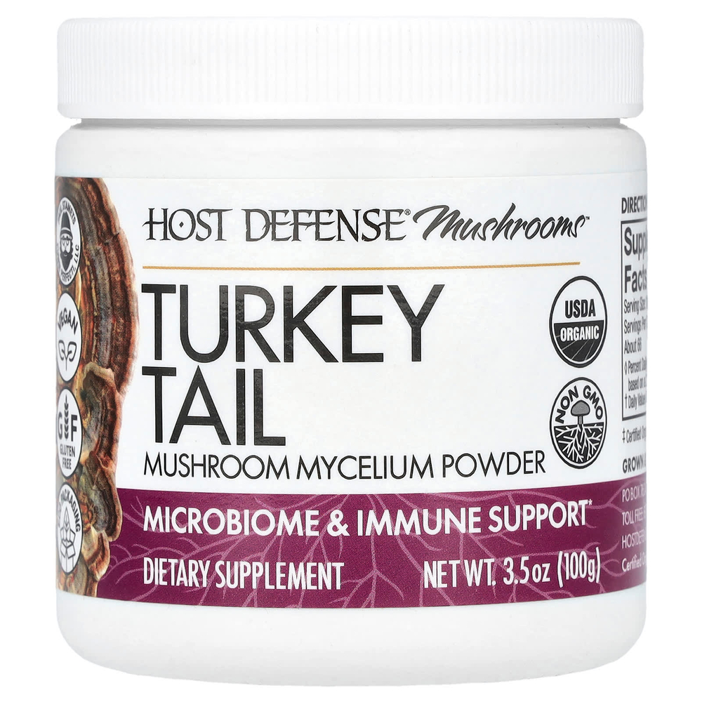 Host Defense, Host Defense Mushrooms, Хвост индейки, порошок мицелия грибов, 100 г (3,5 унции)