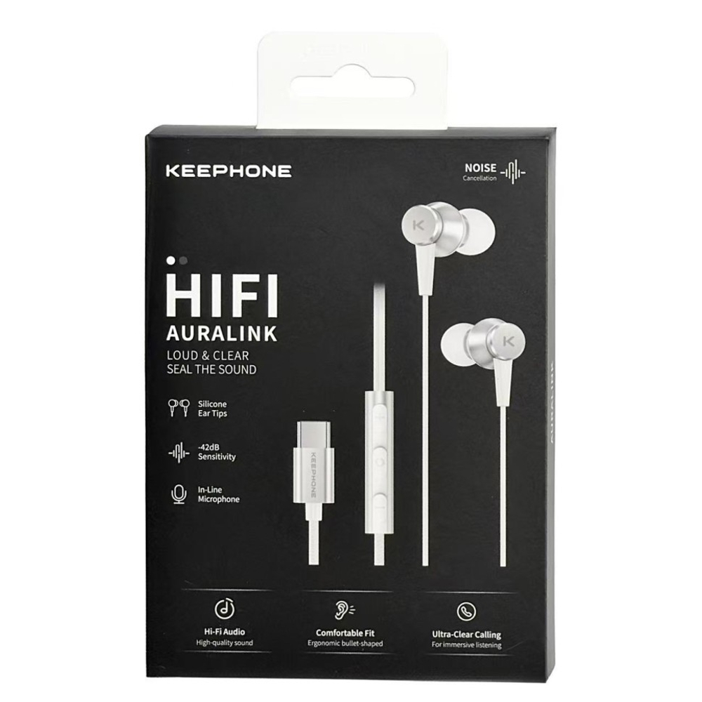 Наушники с микрофоном Keephone HIFI KP-WE001 Type-C белые