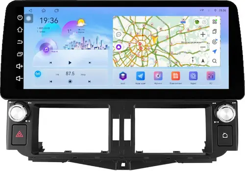 Магнитола для Toyota Land Cruiser Prado 150 2009-2013 (ШГУ 7", рамка LUX) - FarCar S500-TS18 монитор 12.3" 2K QLED на Android 14, Быстрая, CarPlay, 4G SIM-слот