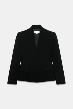 ZARA ПРИТАЛЕННЫЙ БЛЕЙЗЕР С БАСКОЙ, ЧЕРНЫЙ
