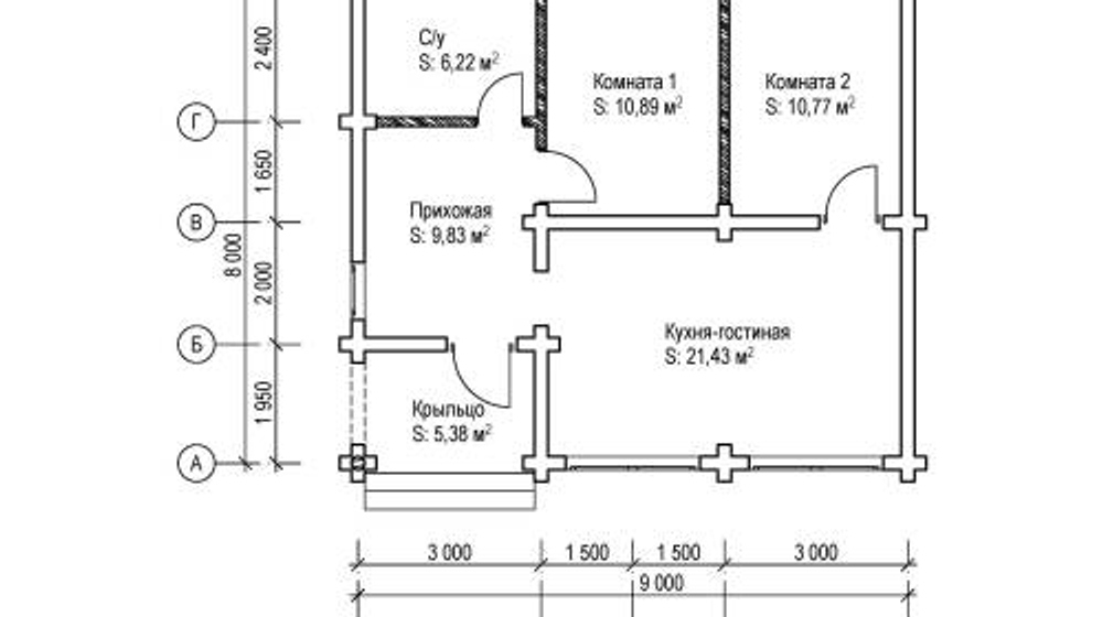 Проект Дома 72 кв. м из бруса Д-46