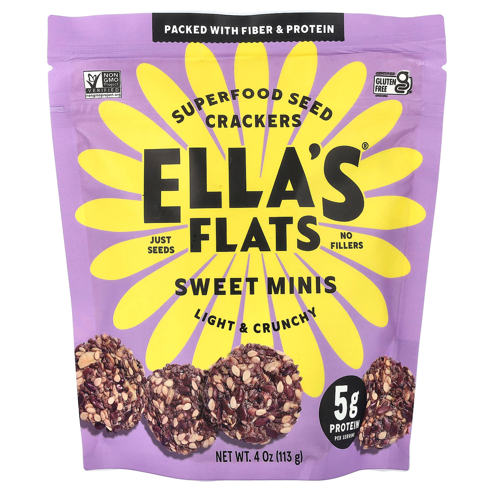 Ella's Flats, крекеры с суперфудами, сладкие мини-печенья, 113 г (4 унции)