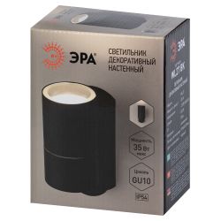 Светильник декоративный настенный ЭРА WL27 BK под лампу MR16 GU10 IP54 черный для интерьера и фасадов зданий | Фасадная декоративная подсветка