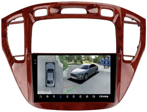Магнитола для Toyota Highlander 1 XU20 / Kluger / 2000-2007 - Teyes CC3-2K-360 монитор 9.5" 2K QLED на Android 10, Быстрая, CarPlay, 4G SIM-слот, 4 камеры в комплекте