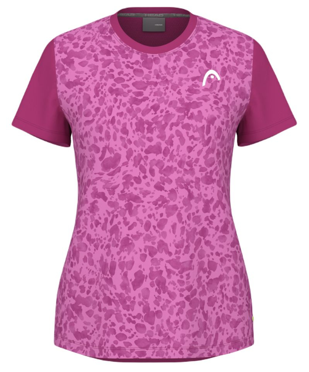 Женская теннисная футболка Head Tie-Break II — print vision white/vivid pink