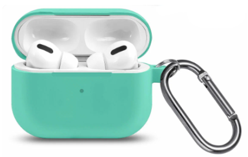 Силиконовый чехол для AirPods Pro 2 c карабином бирюзовый