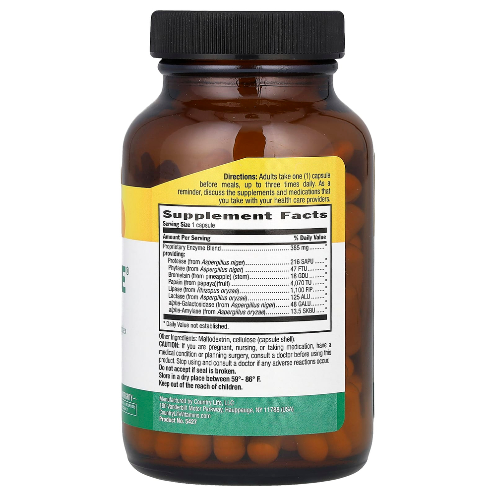 Country Life, Maxi-Zyme, 120 веганских капсул