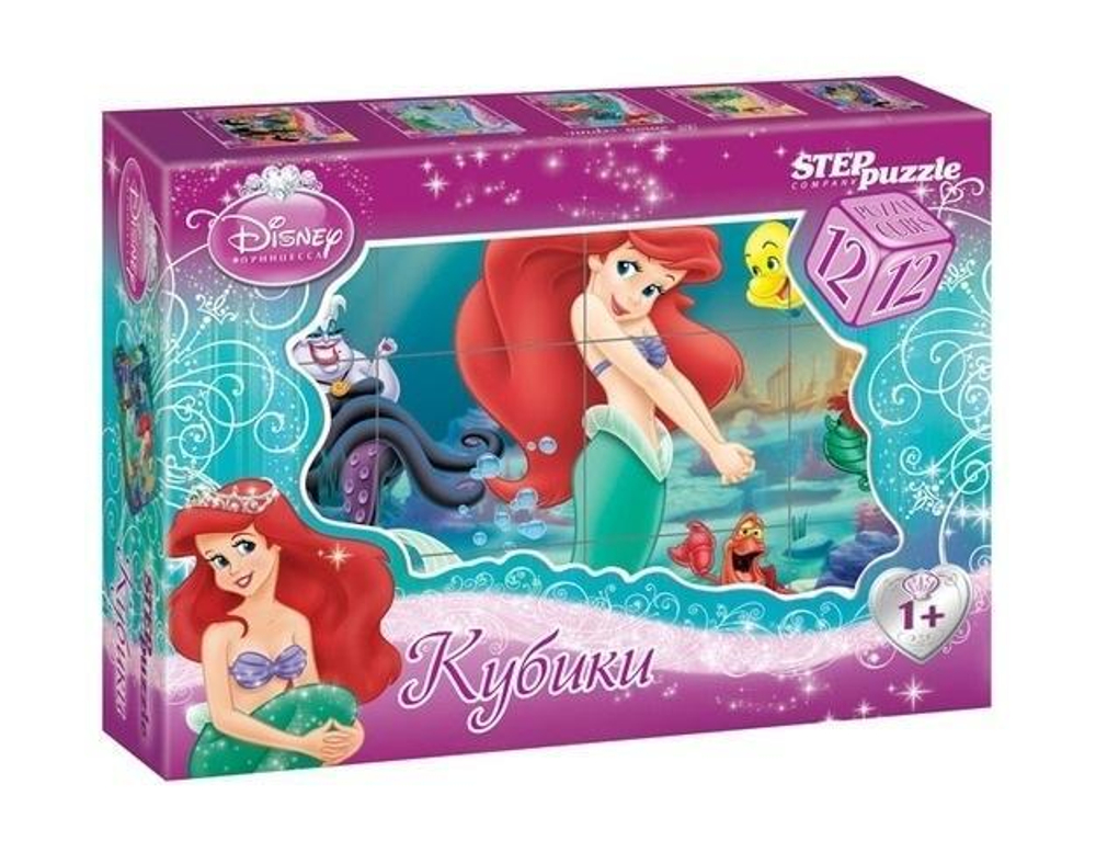 Кубики 12шт. Disney "Русалочка" (Степ пазл)