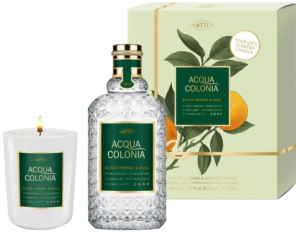 4711 Acqua Colonia Blood Orange &amp; Basil Duo Set EDC 100 ml + Candle 72 g Set 1 pcs