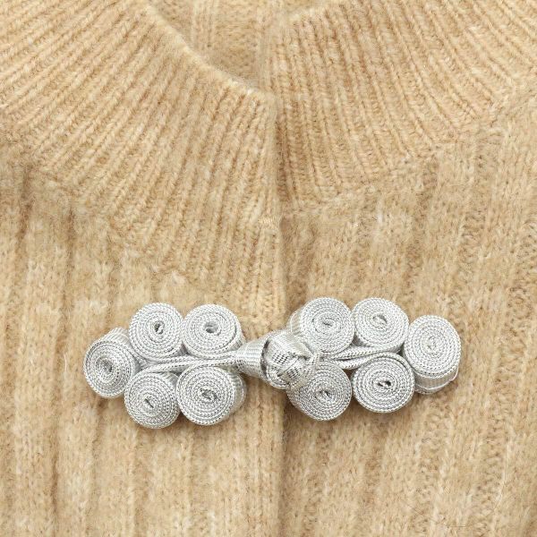 Сутажная застежка 8 см, серебро, NO.2, 5 шт