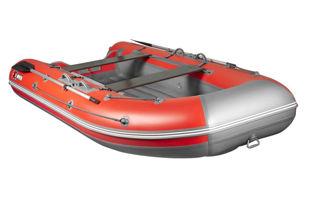 Лодка ПВХ X-River Agent 360 НДНД + усиленные баллоны, красно-серый/фурнитура серая