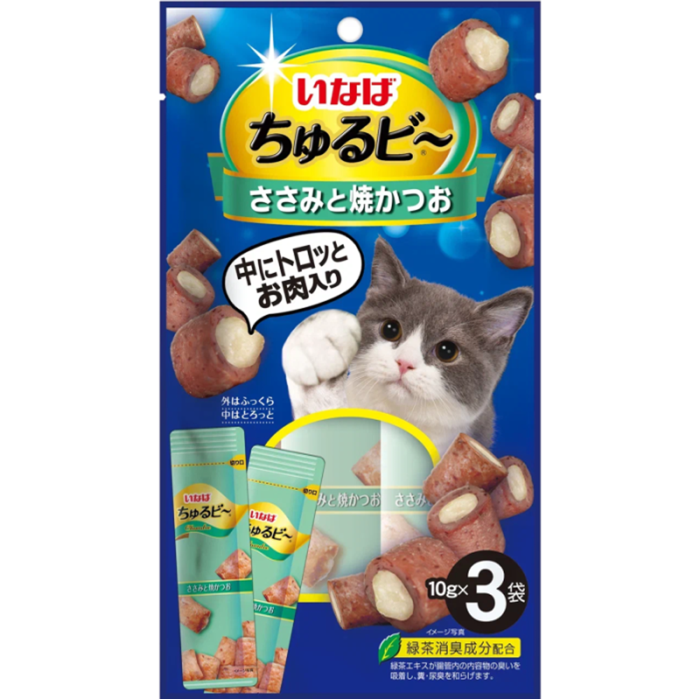 Лакомство для кошек Inaba Churu Bee запеченные трубочки куриное филе и тунец Кацуо 10гр*3шт - 30 гр