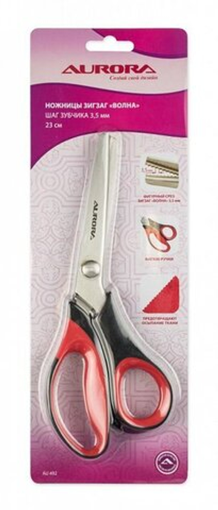 Ножницы зигзаг "Волна" Aurora, шаг зубчика 3,5мм, 23см