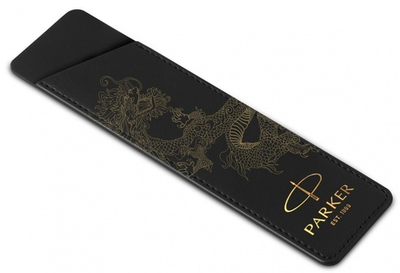 Чехол Parker Dragon Special Edition из натуральной кожи, цвет матово-черный с золотым тиснением
