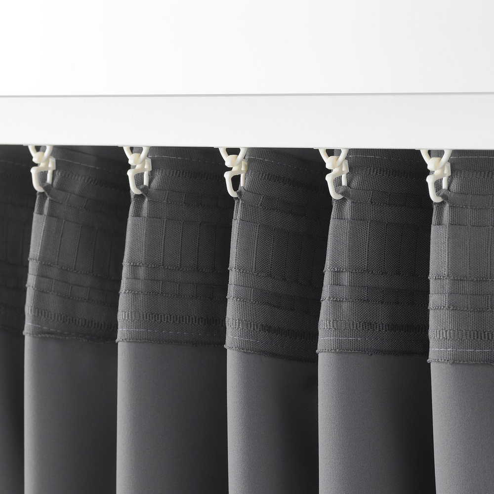 IKEA MAJGULL  (ИКЕА МАЙГУЛЛ)  -  Шторы блэкаут, 2 шт - серые/на тесьме 145x250 см