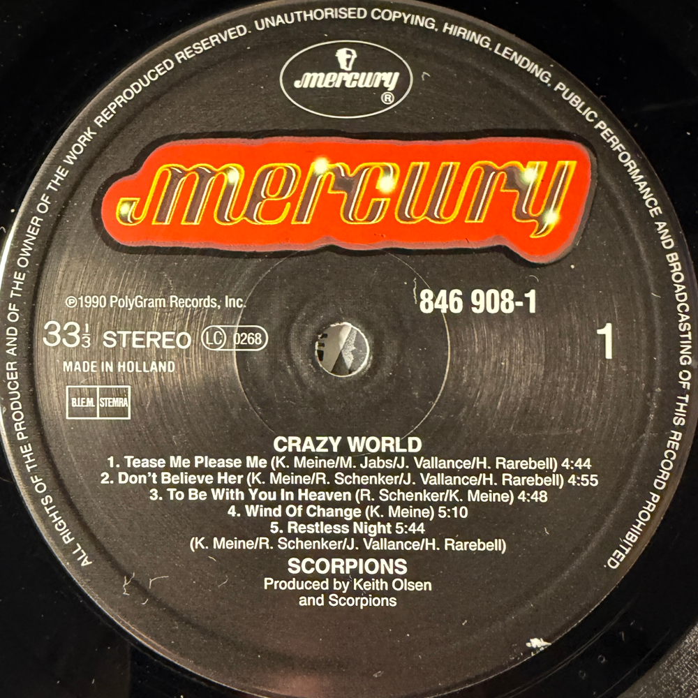 Scorpions ‎– Crazy World (Голландия 1990г.)