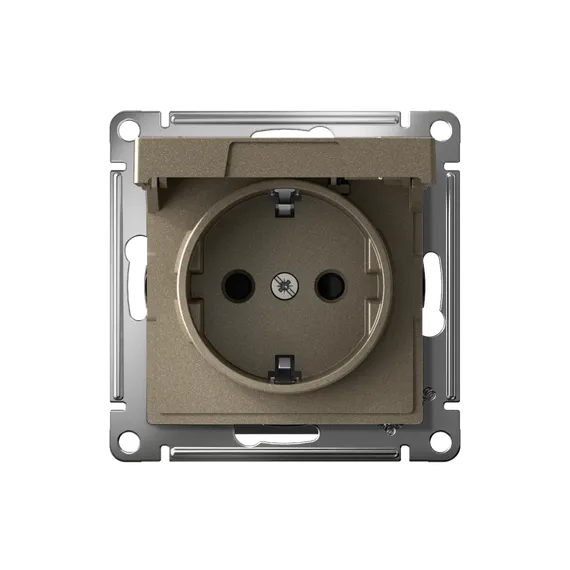 Розетка с крышкой Systeme Electric AtlasDesign Шампань, самозажимные клеммы ATN000546S