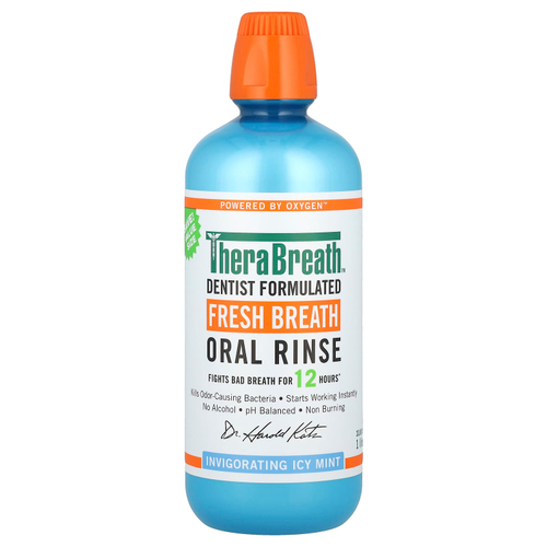 TheraBreath, Ополаскиватель для полости рта Fresh Breath, бодрящая ледяная мята, 1 л (33,8 жидк. унц.)