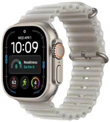 Часы Apple Watch Ultra 4, 49 мм, титан светлого цвета, ремешок Ocean цвета «полупрозрачный серый» (2026)
